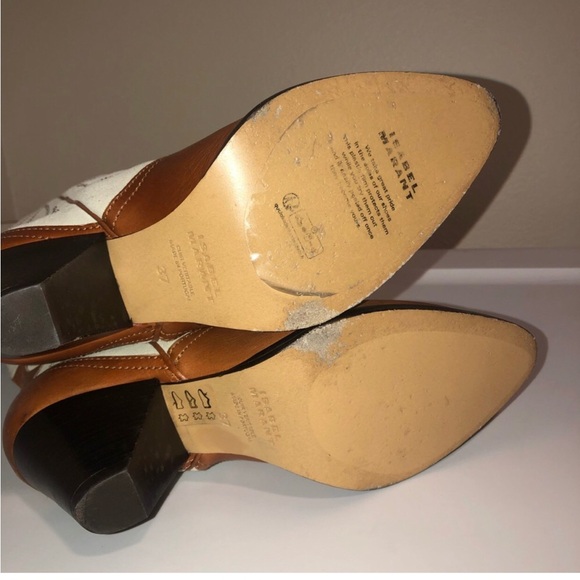 Isabel Marant Liela 60mm chalk/cognac tall western boots 37=7 - Picture 7 of 8